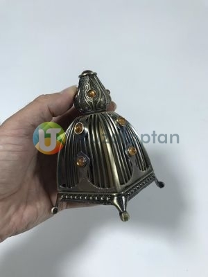 Piramit Model 30cc Metal Kaplamalı Şık Dekoratif Esans Şişesi