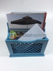 Alaçatı Mavisi El Yapımı Posta Kutusu Gazetelik Faturalık (28 x 28 cm) - Thumbnail