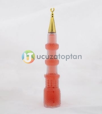 Cami Minaresi Tasarımlı Renkli Dekoratif Kolonya Şişesi 1 Koli 36 Adet Küçük Boy
