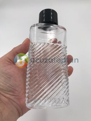 Çapraz Kabartma Desenli 200 ml Cam Kolonya Şişesi