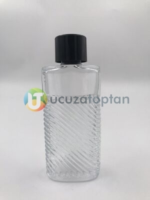 Çapraz Kabartma Desenli 200 ml Cam Kolonya Şişesi