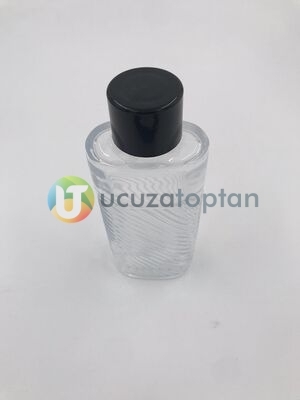 Çapraz Kabartma Desenli 200 ml Cam Kolonya Şişesi