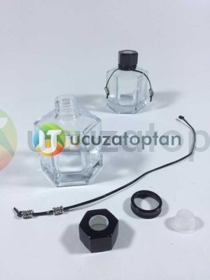 Deri Boyun Bağcıklı Altıgen Boş Oda Kokusu Şişesi 120ml