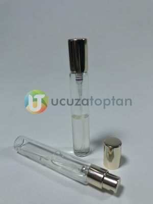 İnce Şeffaf Camlı 7,5 ml Boş Kalem Parfüm Şişesi Gold (1 Koli- 1.950 Adet)