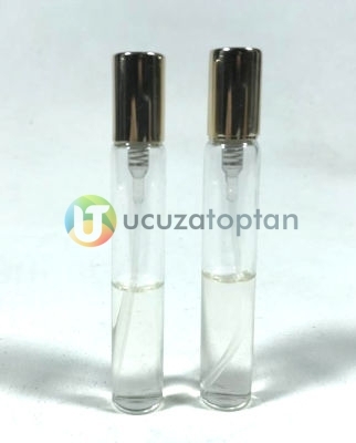 İnce Şeffaf Camlı 7,5 ml Boş Kalem Parfüm Şişesi Gold (1 Koli- 1.950 Adet)