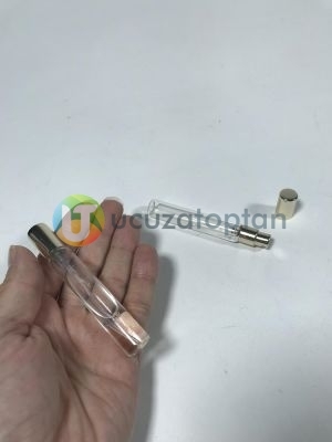 İnce Şeffaf Camlı 7,5 ml Boş Kalem Parfüm Şişesi Gold (1 Koli- 1.950 Adet)