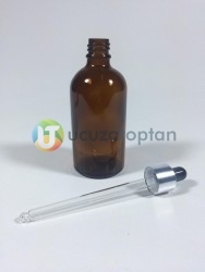 Kahverengi Amber 100 cc Damlalıklı İlaç Şişesi - Thumbnail