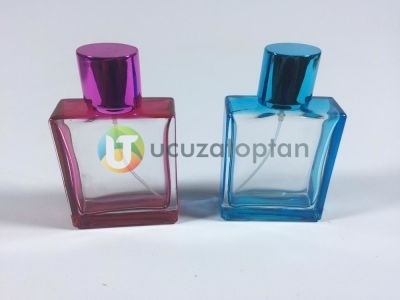 Kare Model Boyalı İki Renk Çeşitli 50 ml Boş Parfüm Şişesi - 1 Koli (140 Adet)