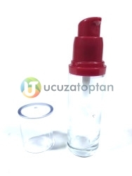 Kırmızı Başlıklı Valfli Asansörlü 30ml Krem Losyon Şişesi - Thumbnail