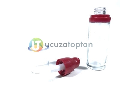 Kırmızı Başlıklı Valfli Asansörlü 30ml Krem Losyon Şişesi