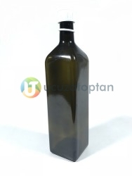 Köşeli 1000 cc Amber Kahverengi Boş Zeytinyağı Şişesi (1 litre) - Thumbnail