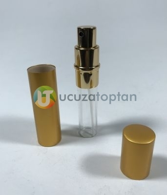 Metal Koruyuculu 20 ml Spreyli Kalem Şişe (Gold & Silver Renk)