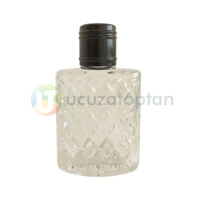 Mini Boy 50ml Baklava Desenli Cam Kolonya Şişesi