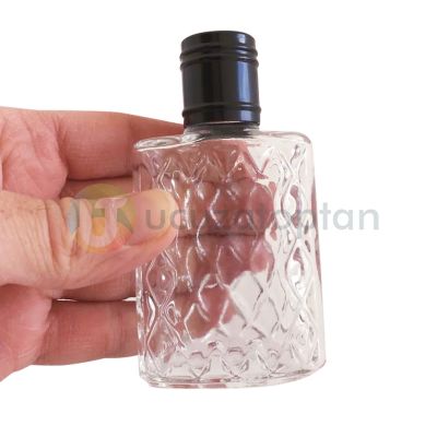 Mini Boy 50ml Baklava Desenli Cam Kolonya Şişesi