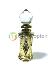 Kristal Topuz Başlıklı Metal Kaplamalı 5 ml Sürme ve Esans Şişesi - Thumbnail
