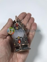 Osmanlı Model Taşlı Metal Kaplamalı 10 ml Dekoratif Sürme ve Esans Şişesi - Thumbnail