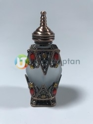 Osmanlı Model Taşlı Metal Kaplamalı 10 ml Dekoratif Sürme ve Esans Şişesi - Thumbnail