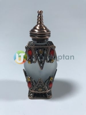 Osmanlı Model Taşlı Metal Kaplamalı 10 ml Dekoratif Sürme ve Esans Şişesi