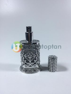 Plastik Kaplama Desenli 50 cc Boş Cam Parfüm Şişesi 