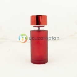 Kırmızı Renk Kavuk Kapaklı 50 cc Silindir Cam Parfüm Şişesi 1 Koli 120 Adet - Thumbnail