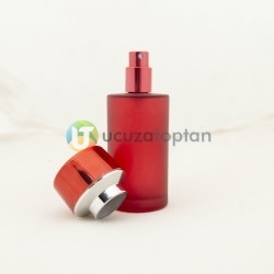 Kırmızı Renk Kavuk Kapaklı 50 cc Silindir Cam Parfüm Şişesi 1 Koli 120 Adet - Thumbnail