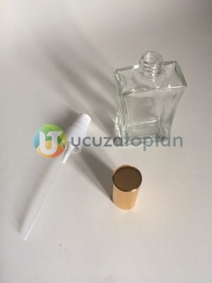 Vidalı Valf 50 ml Boş Cam Parfüm Şişesi İnce Belli - (1 Koli 120 Adet)