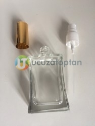 Vidalı Valf 50 ml Boş Cam Parfüm Şişesi İnce Belli - (1 Koli 120 Adet) - Thumbnail