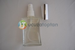 Vidalı Valf 50 ml Boş Cam Parfüm Şişesi İnce Belli - (1 Koli 120 Adet) - Thumbnail